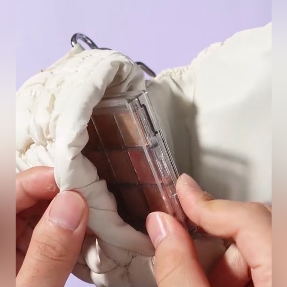 NEW Quilted Puffer Mini Shoulder Bag Charms. 2 LEFT. Light Cream, Coral Pink - Picture 5 of 9